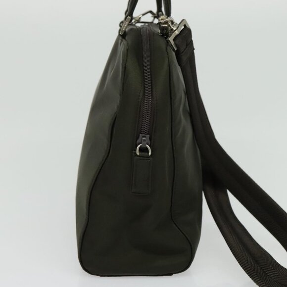 PRADA Hand Bag Nylon 2way Khaki Silver Auth BA4485 - Picture 5 of 16